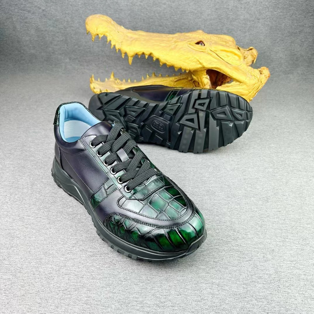 Nile Alligator Belly & Imported Cowhide Stylish Leisure Sneakers