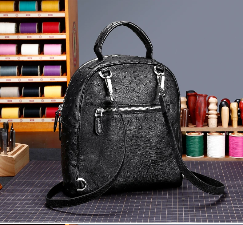 OSTRICH LEATHER LEISURE WOMEN BACKPACK