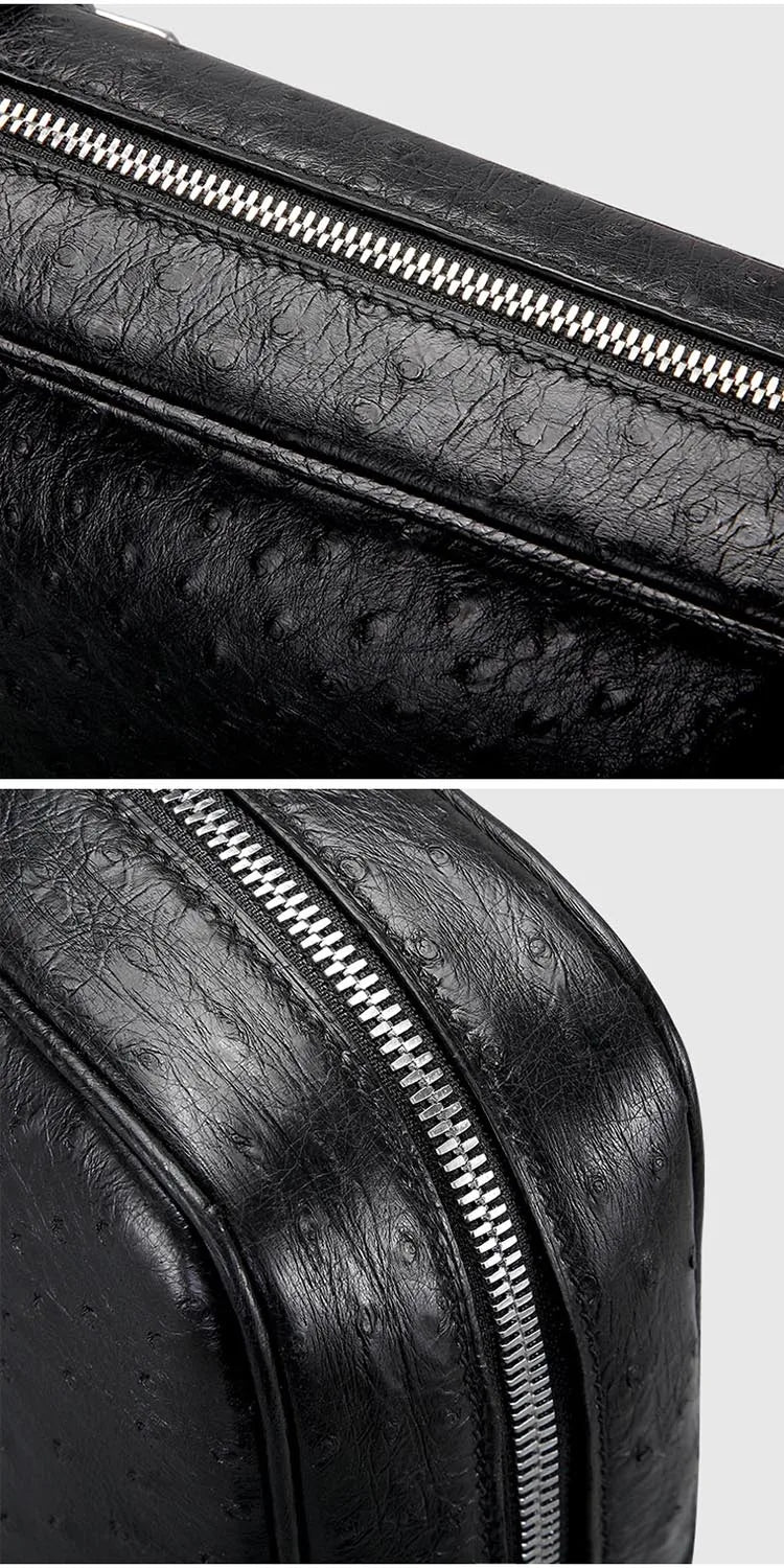 SOUTH AFRICA GENUINE OSTRICH LEATHER MEN BUSINESS HANDBAG