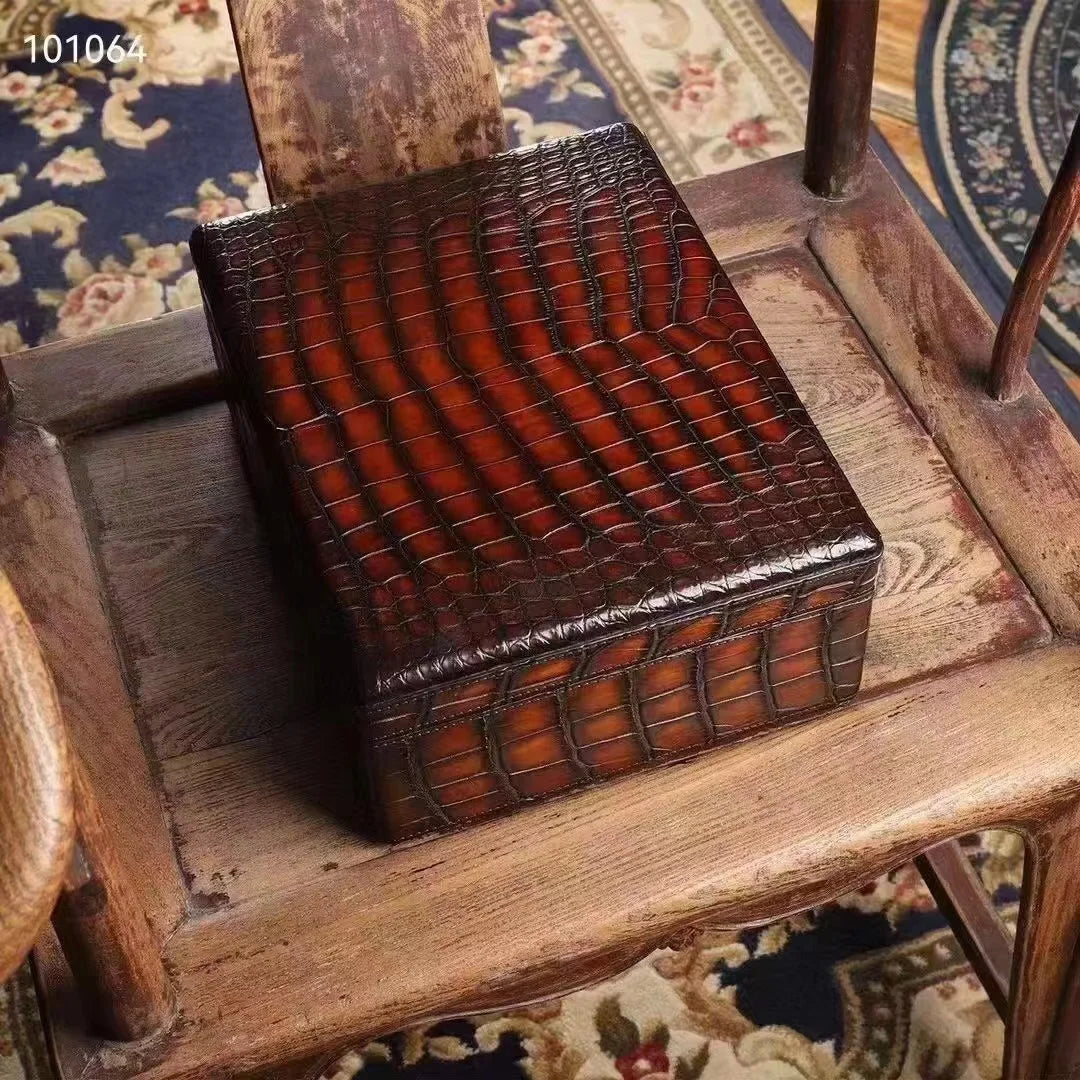 Crocodile Hand Brushing Cigar Box