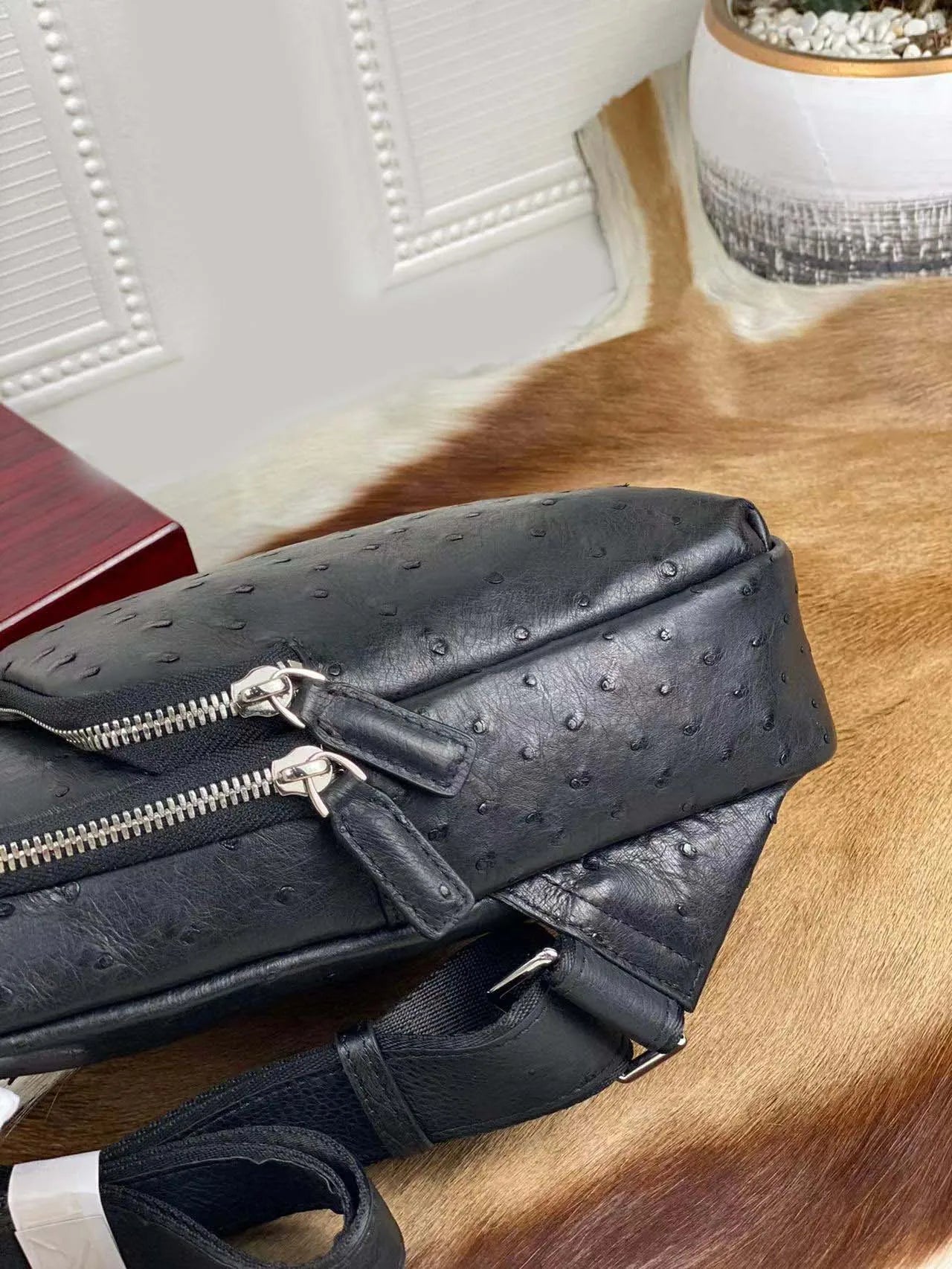 OSTRICH LEATHER CHEST BAG