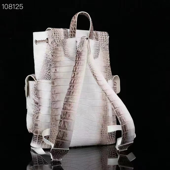 HIMALAYA WHITE COLOR GENUINE CROCODILE LEATHER BACKPACK DAILY BAG BIG SIZE