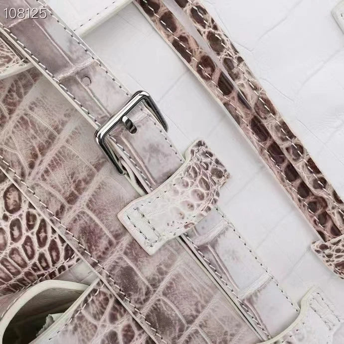 HIMALAYA WHITE COLOR GENUINE CROCODILE LEATHER BACKPACK DAILY BAG BIG SIZE