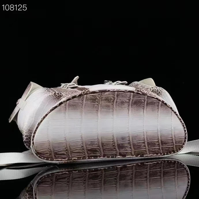 HIMALAYA WHITE COLOR GENUINE CROCODILE LEATHER BACKPACK DAILY BAG BIG SIZE