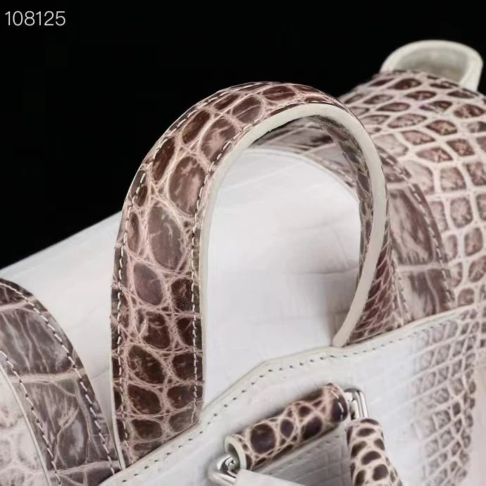 HIMALAYA WHITE COLOR GENUINE CROCODILE LEATHER BACKPACK DAILY BAG BIG SIZE