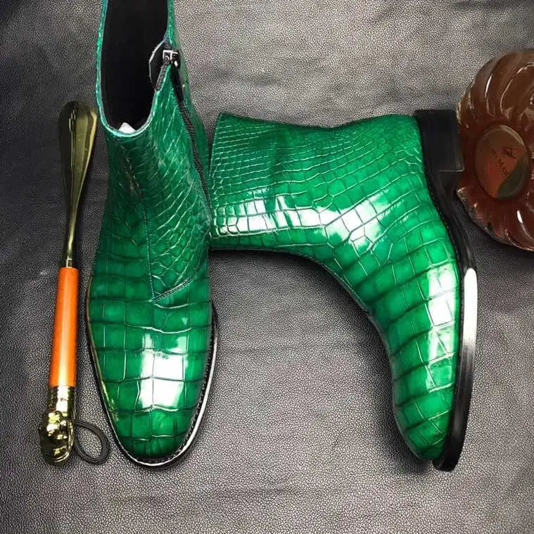 Crocodile Leather Handbrushing Men Boots