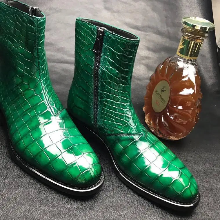 Crocodile Leather Handbrushing Men Boots