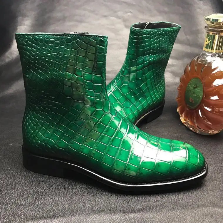 Crocodile Leather Handbrushing Men Boots