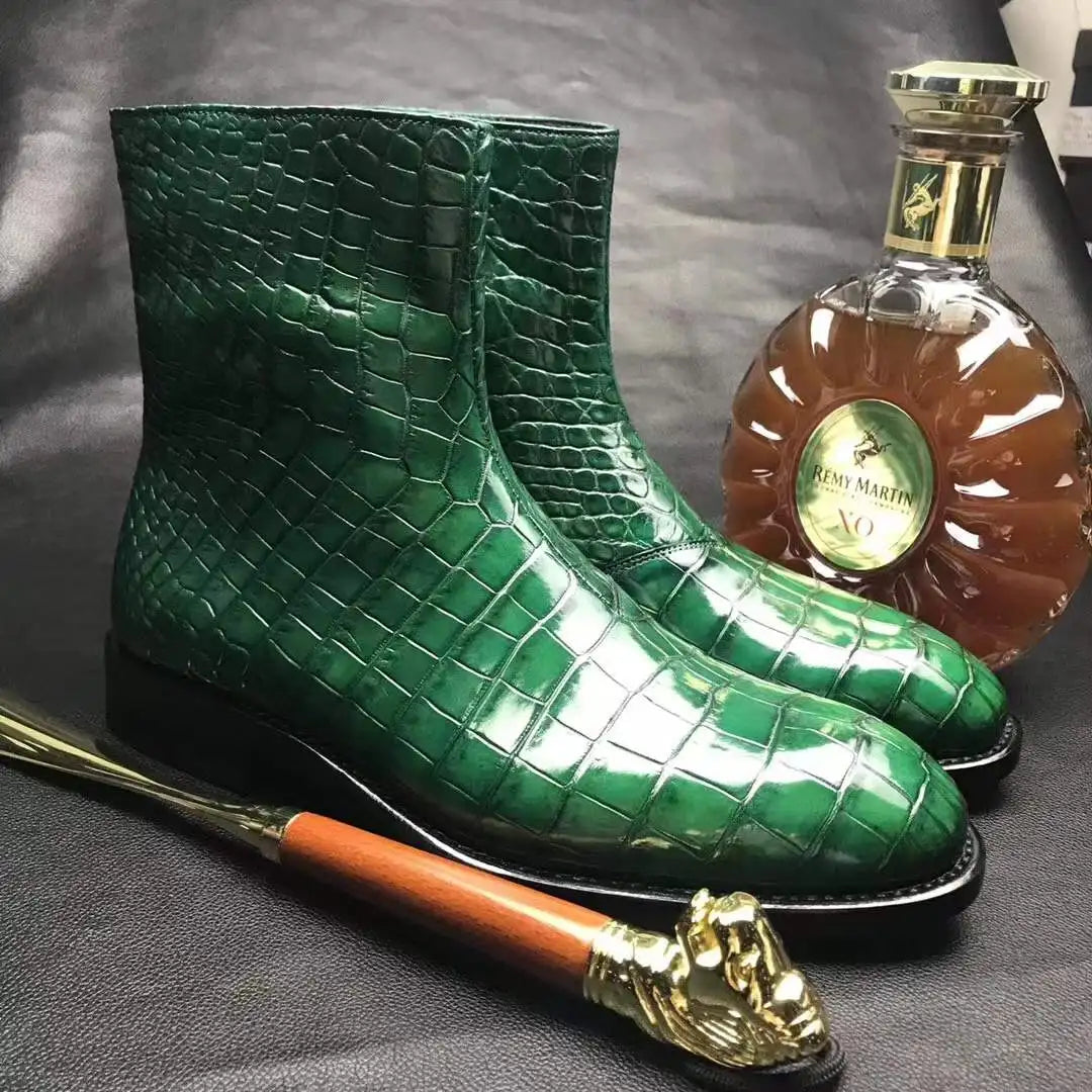 Crocodile Leather Handbrushing Men Boots
