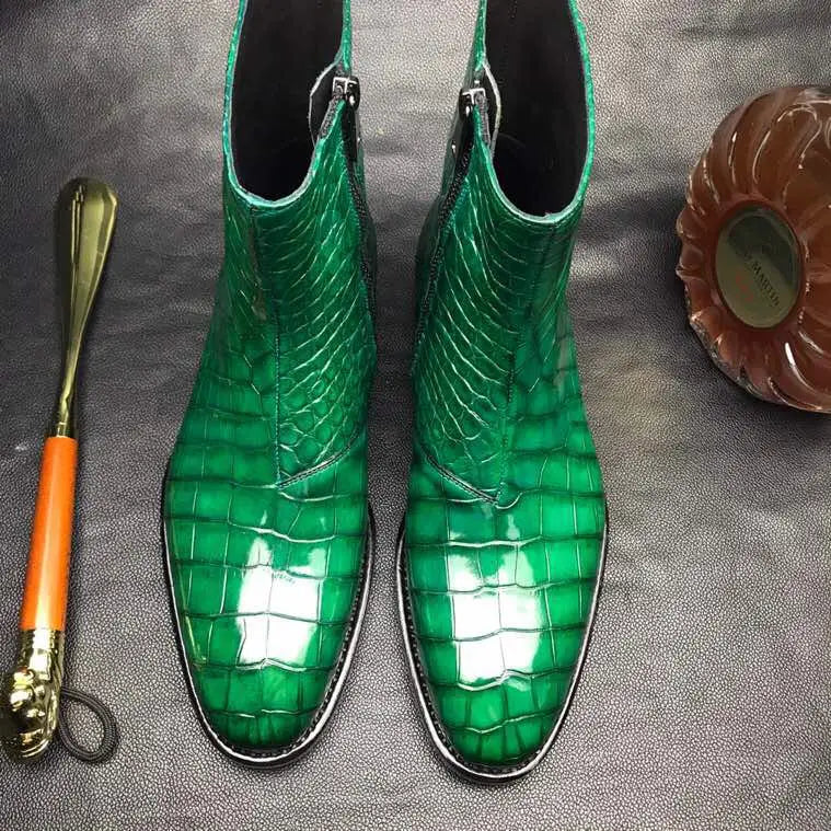 Crocodile Leather Handbrushing Men Boots