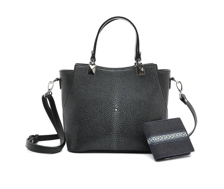 PEARL FISH SKIN SHOULDER HANDBAG