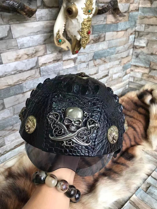 Alligator Hand Made Cool Skull Pirate Motorcycle Helmet