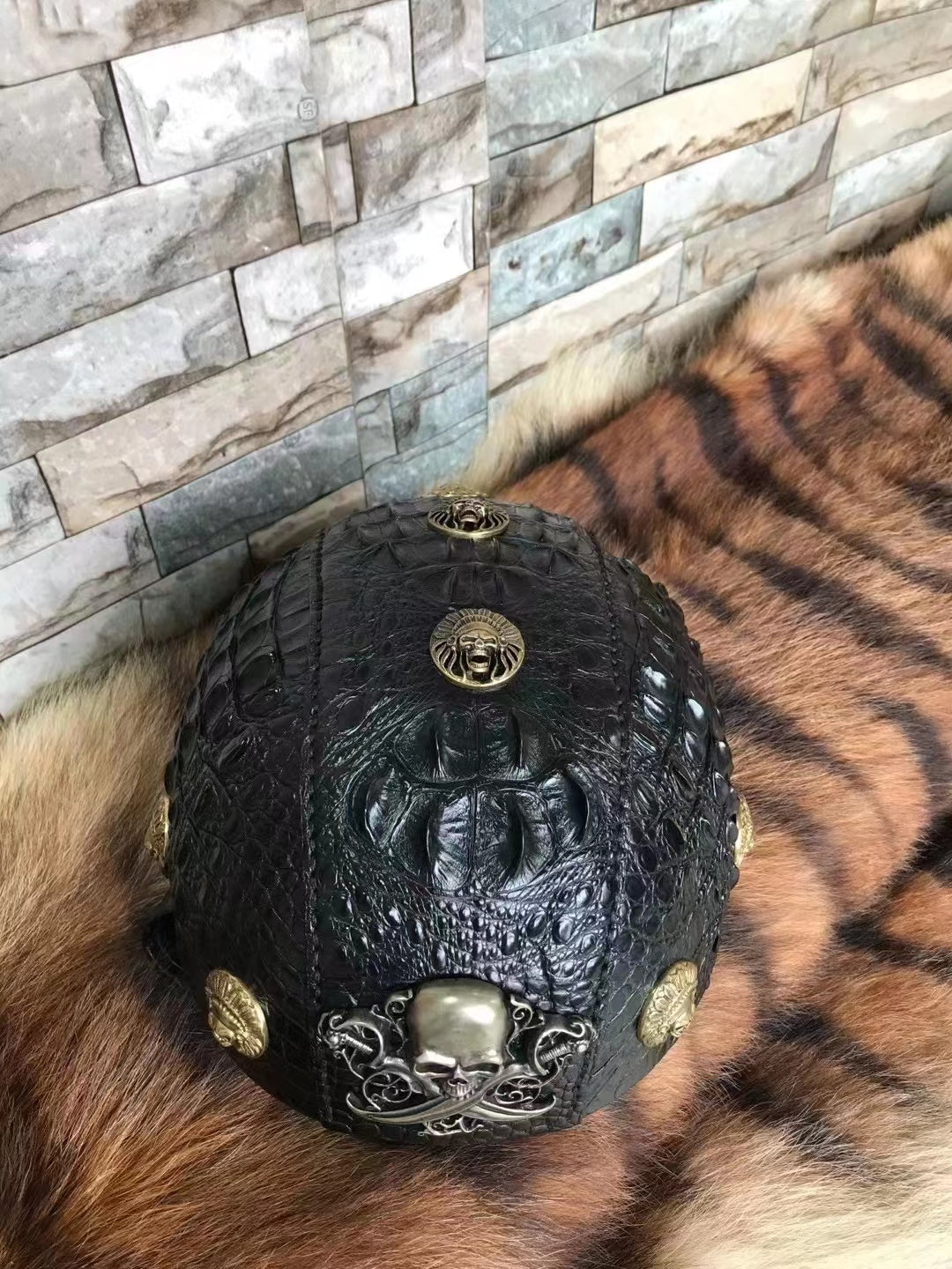 Alligator Hand Made Cool Skull Pirate Motorcycle Helmet