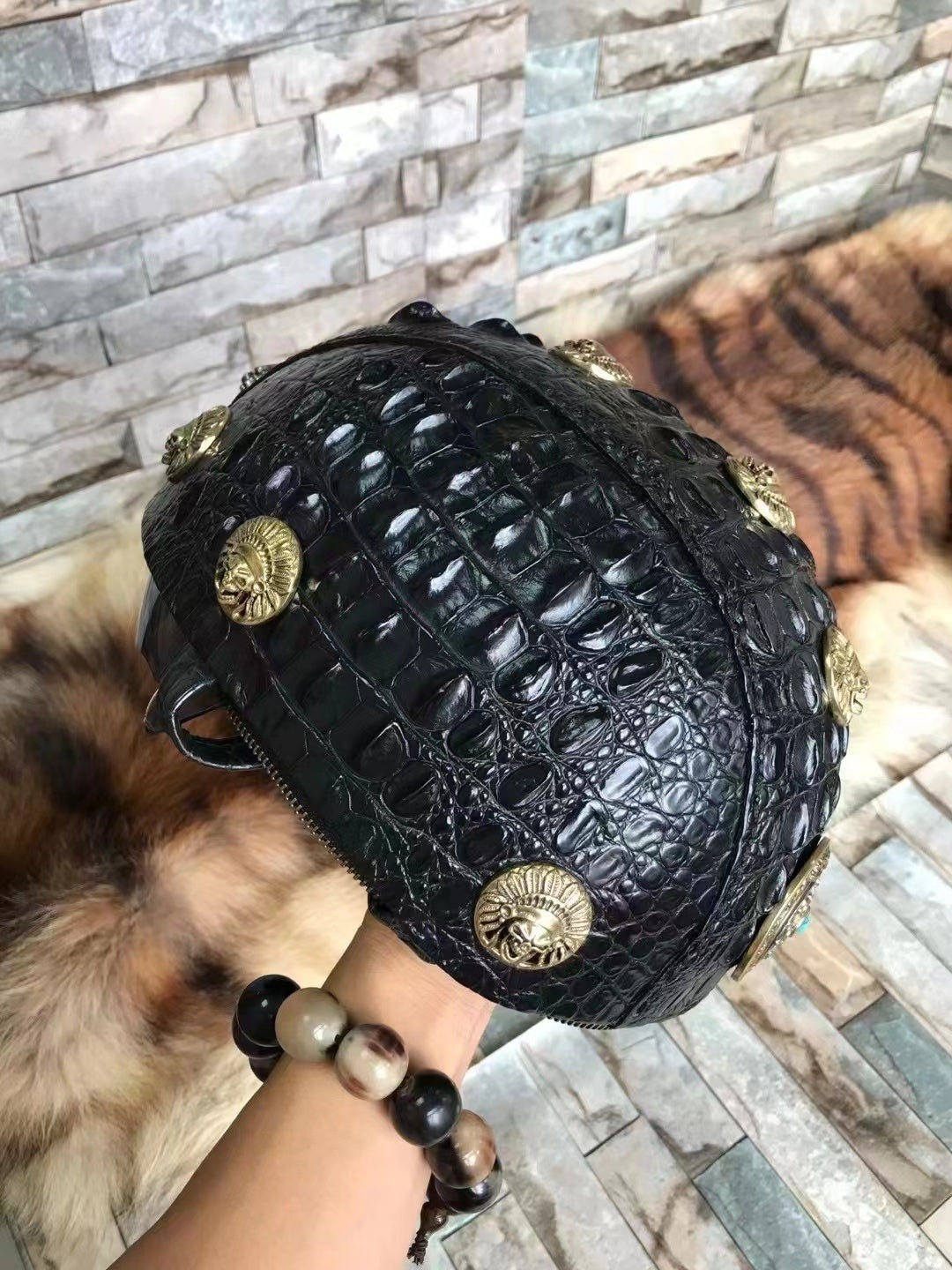 Alligator Hand Made Cool Skull Pirate Motorcycle Helmet