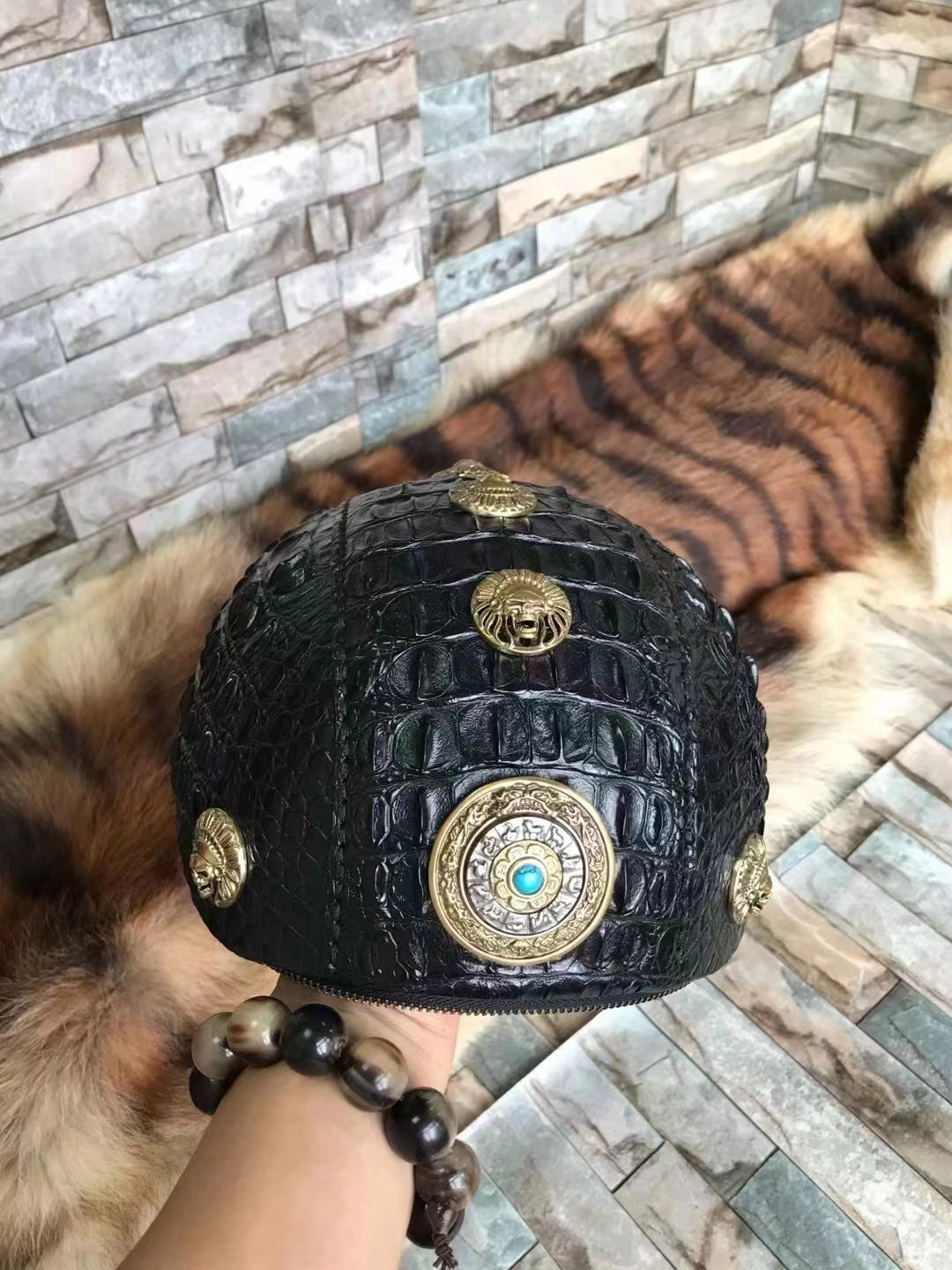 Alligator Hand Made Cool Skull Pirate Motorcycle Helmet