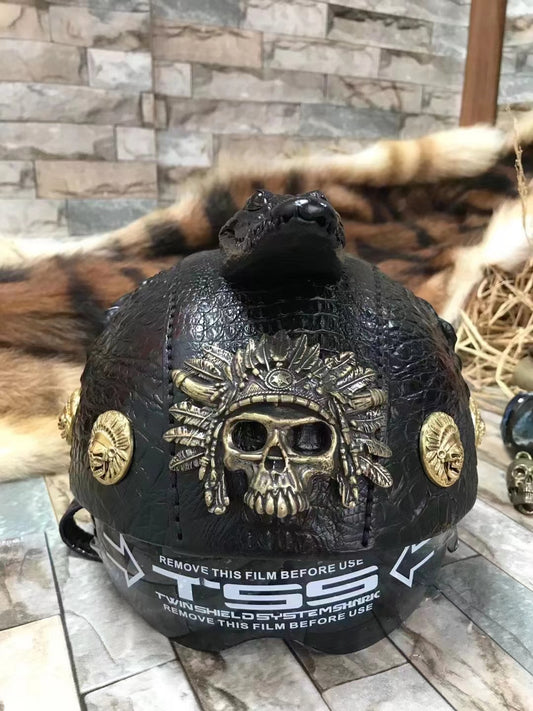 Alligator Head Indian Chief Hand Made Motorcycle Helmet