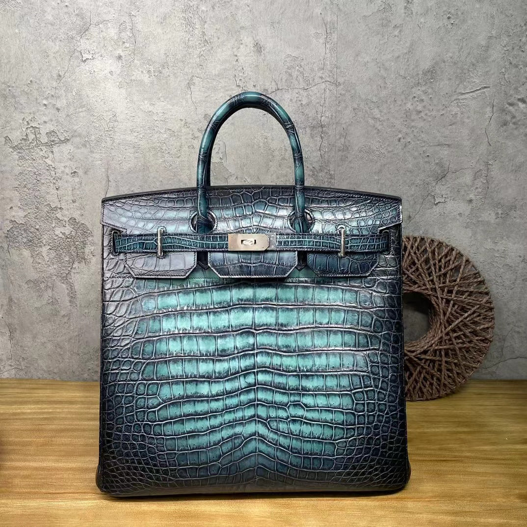 Alligator Belly Hand Brushing Unique Unisex Handbag