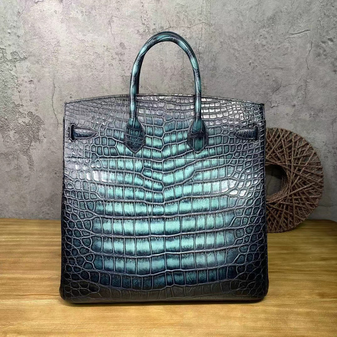 Alligator Belly Hand Brushing Unique Unisex Handbag