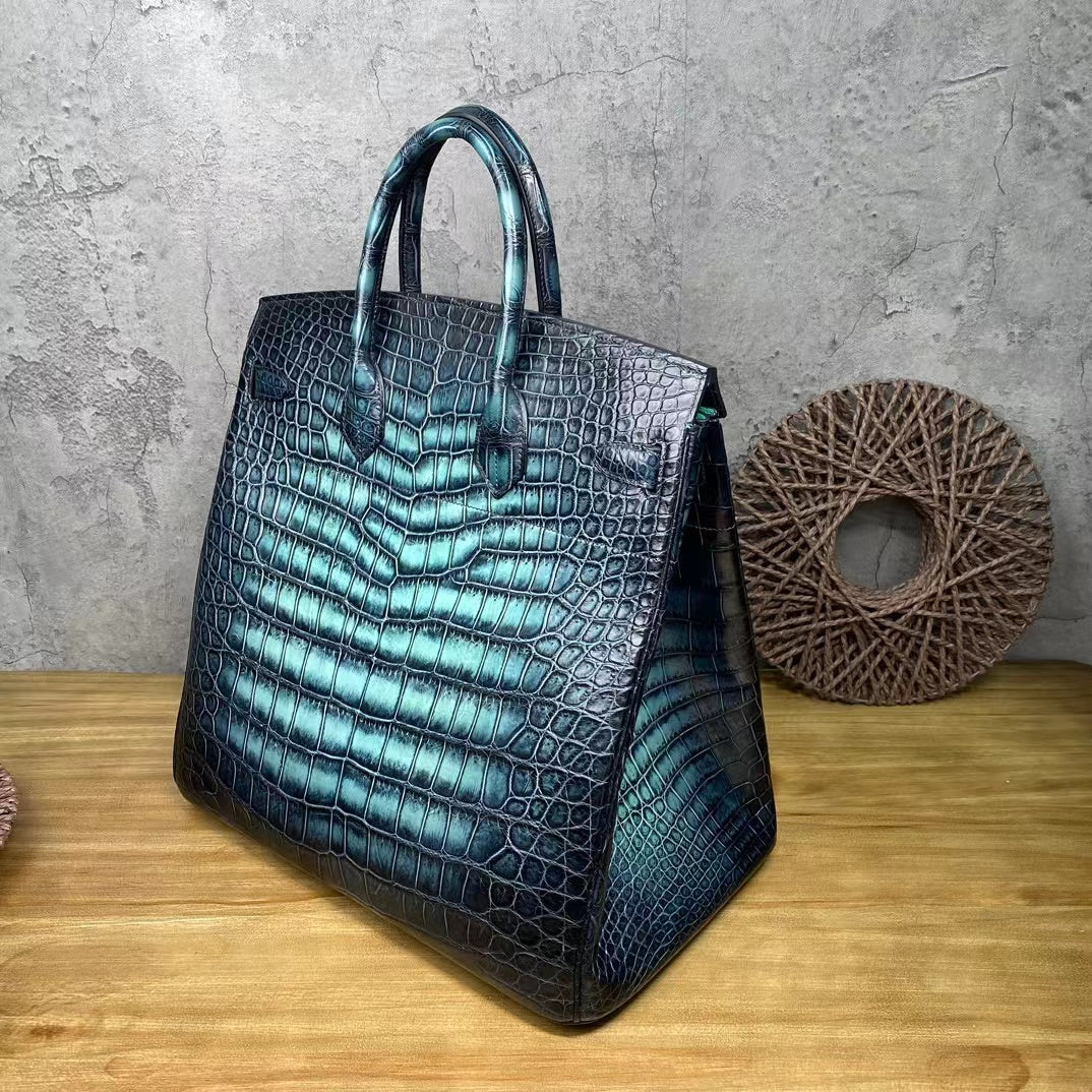 Alligator Belly Hand Brushing Unique Unisex Handbag
