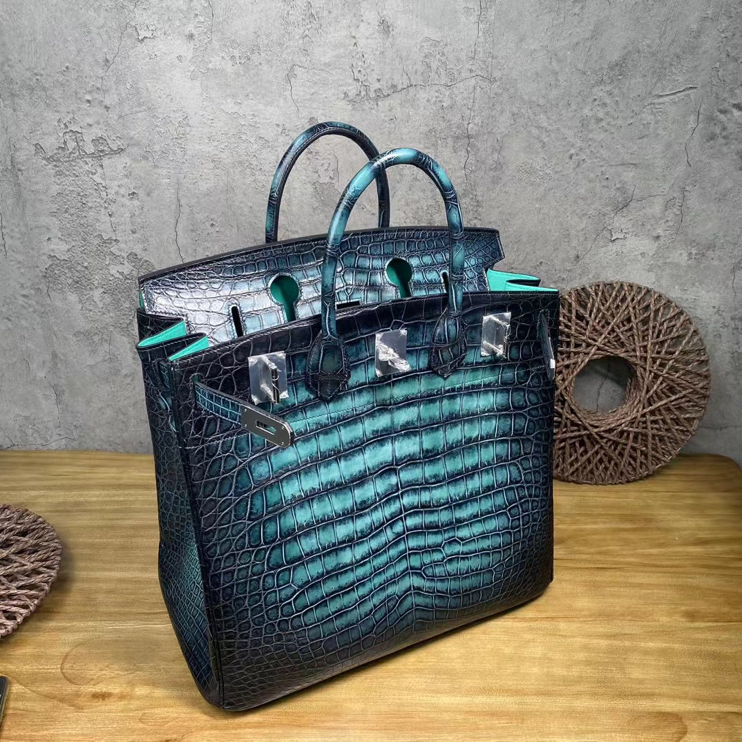 Alligator Belly Hand Brushing Unique Unisex Handbag