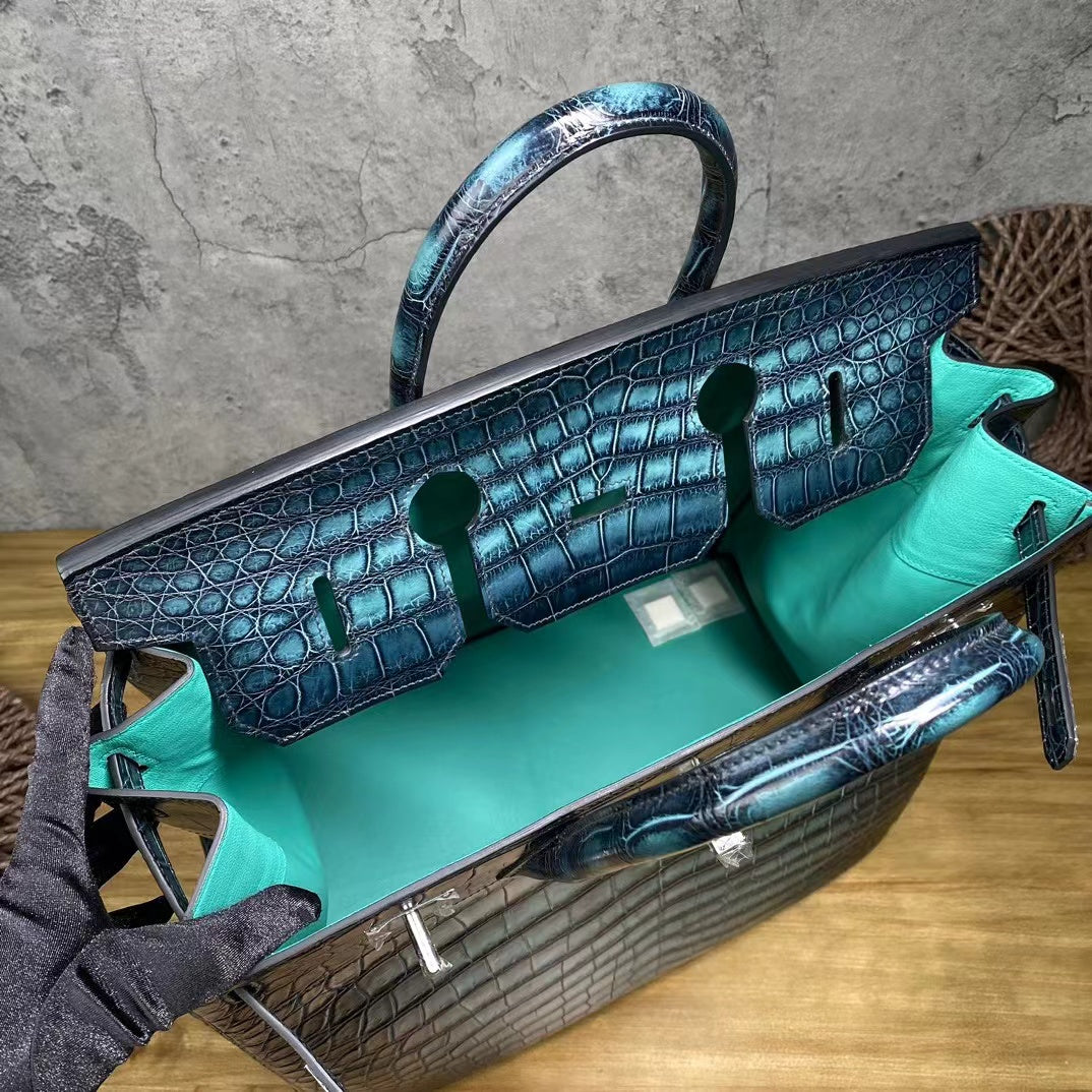 Alligator Belly Hand Brushing Unique Unisex Handbag