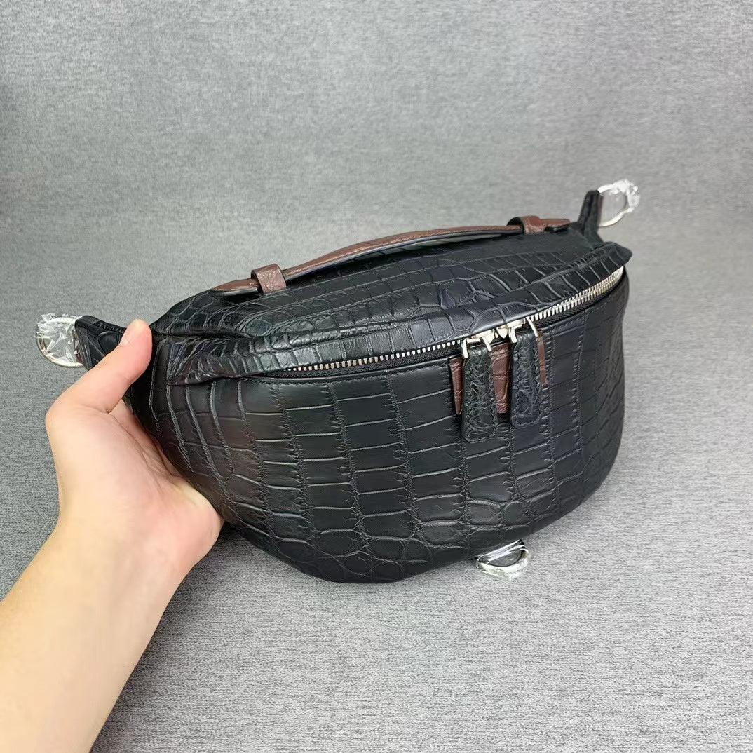 Nile Alligator Classic Minimalist Chest Bag Handbag
