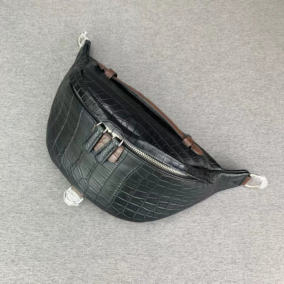 Nile Alligator Classic Minimalist Chest Bag Handbag