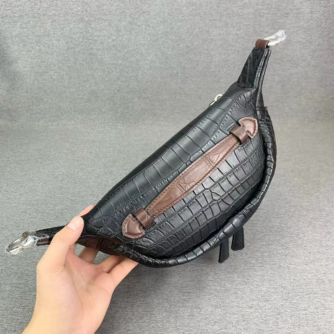 Nile Alligator Classic Minimalist Chest Bag Handbag