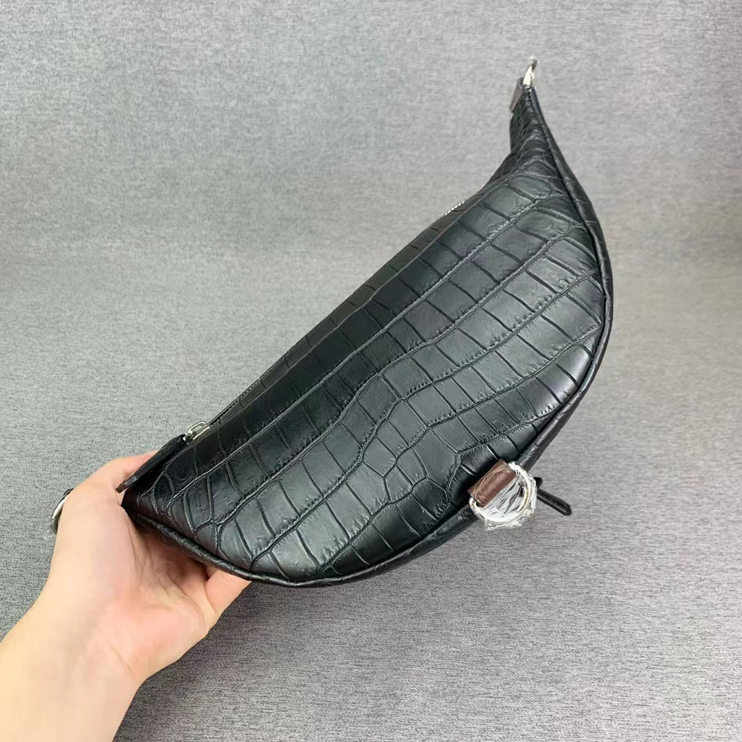 Nile Alligator Classic Minimalist Chest Bag Handbag