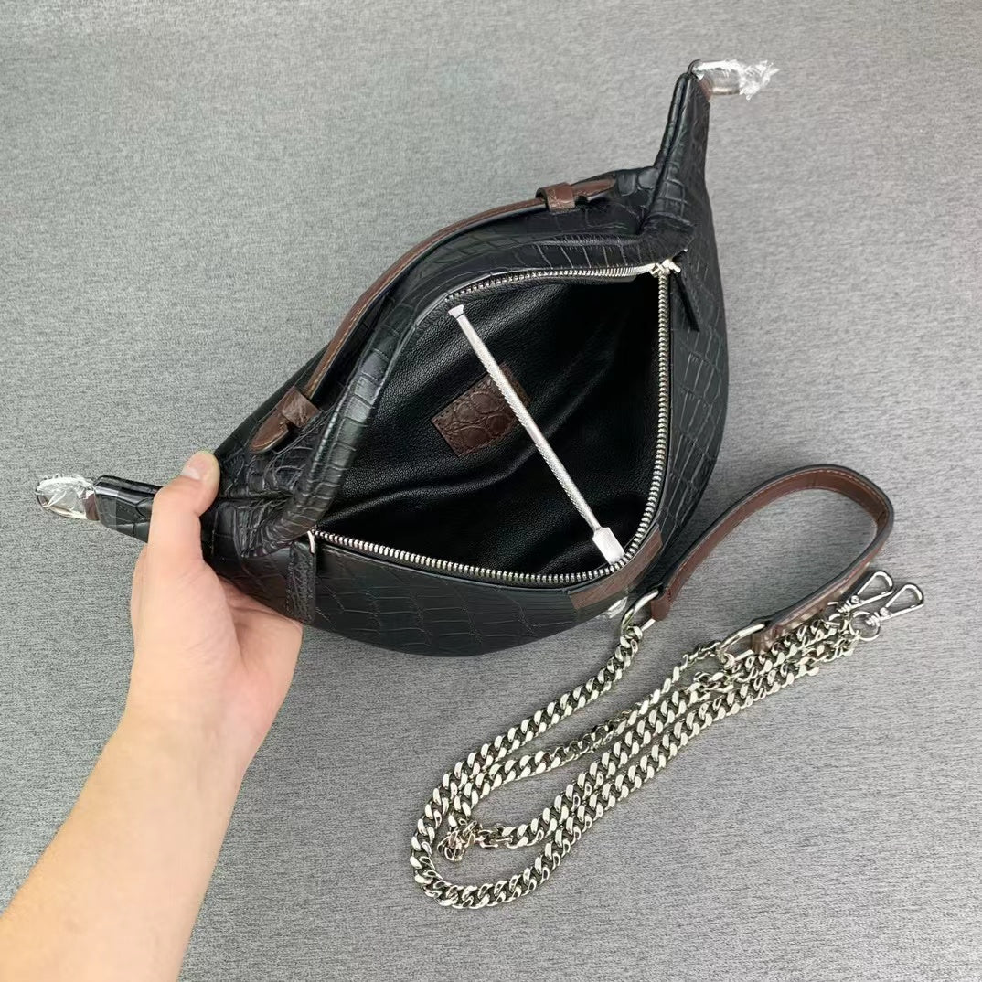 Nile Alligator Classic Minimalist Chest Bag Handbag