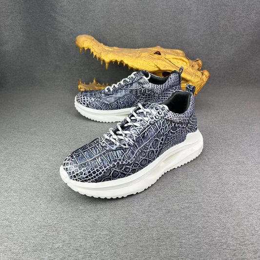Alligator Belly Stylish Leisure Hand Brushing Soft Sneakers
