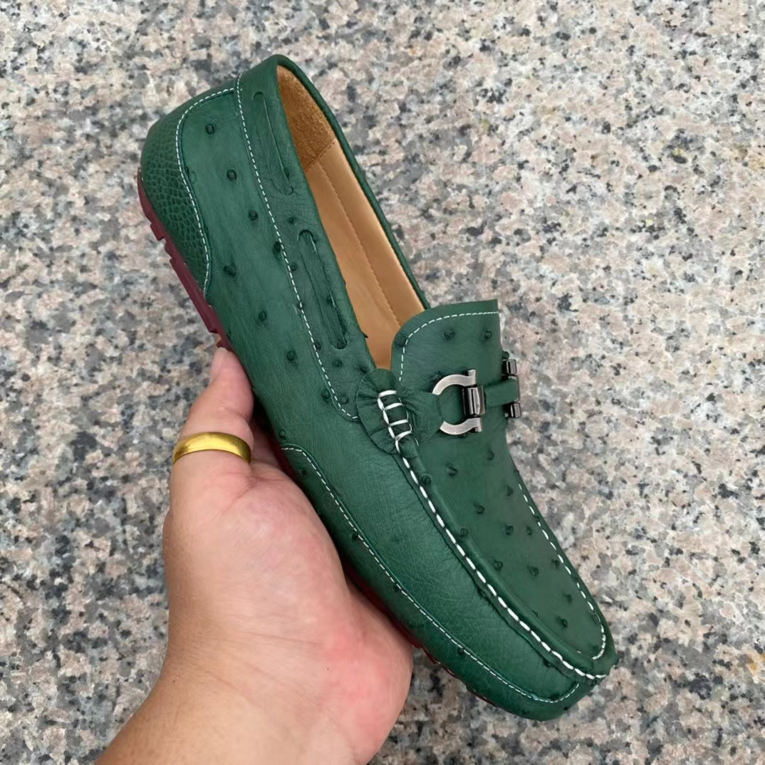 Ostrich Leather Light Soft Comfy Tassel Loafer