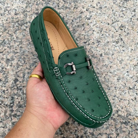 Ostrich Leather Light Soft Comfy Tassel Loafer