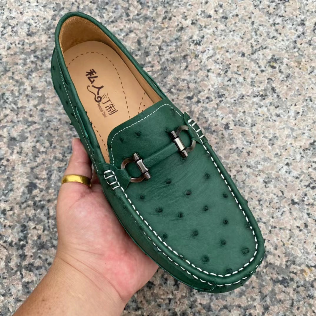 Ostrich Leather Light Soft Comfy Tassel Loafer