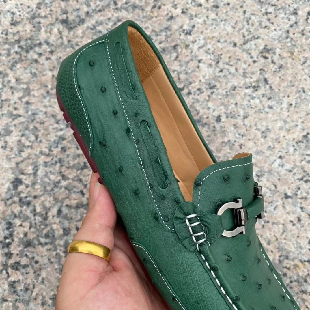 Ostrich Leather Light Soft Comfy Tassel Loafer