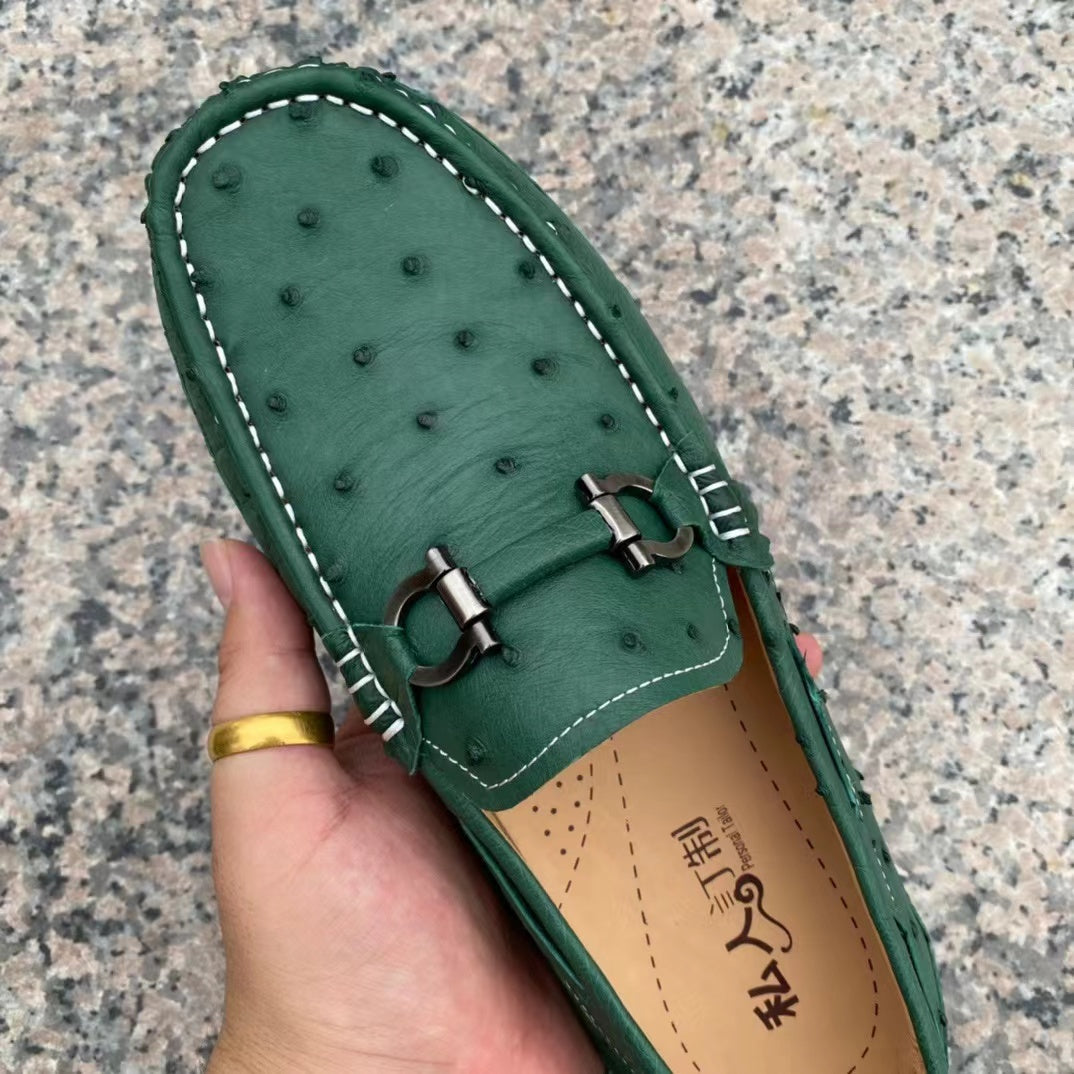 Ostrich Leather Light Soft Comfy Tassel Loafer