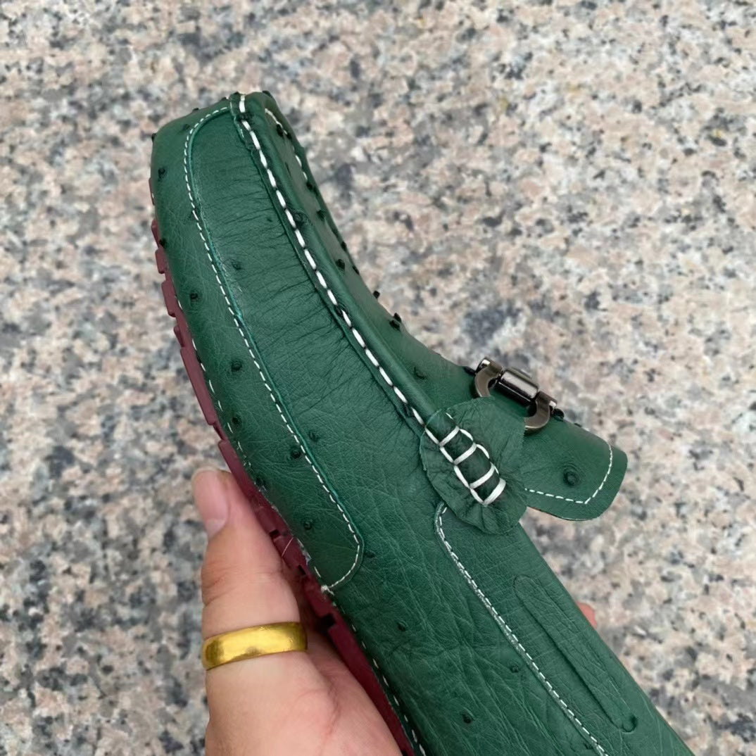 Ostrich Leather Light Soft Comfy Tassel Loafer