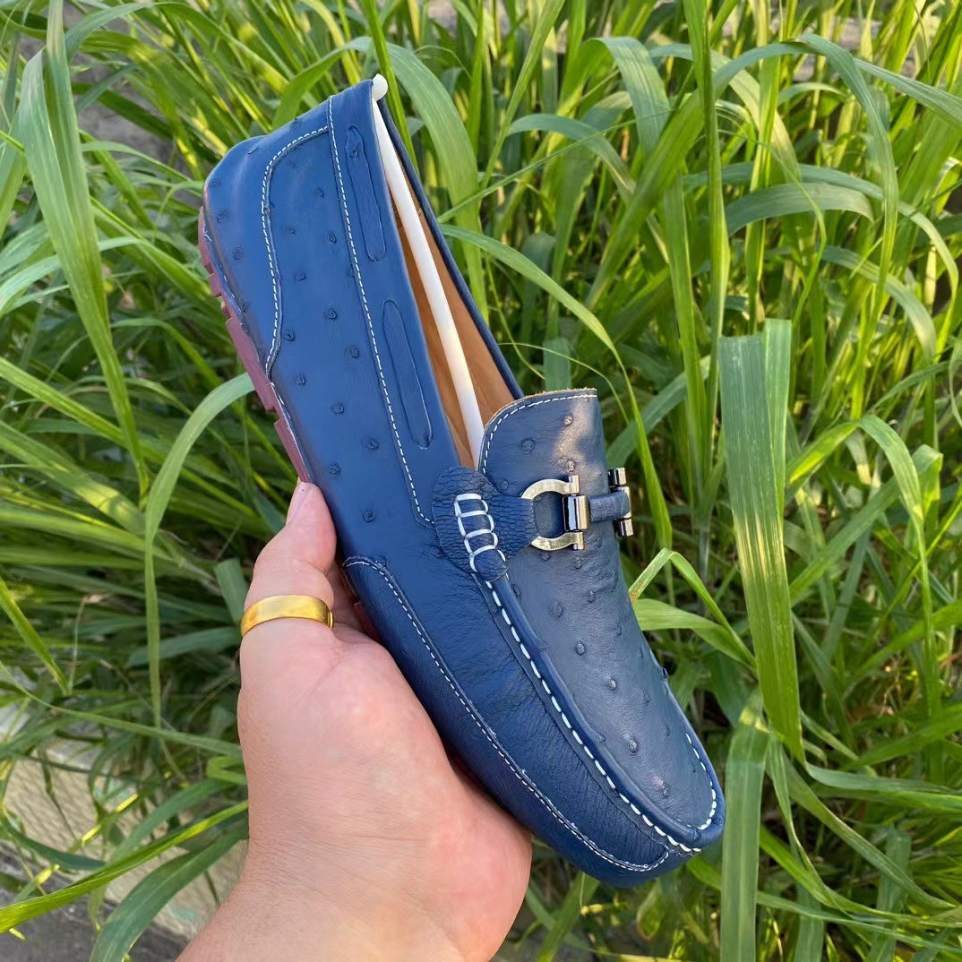 Ostrich Leather Light Soft Comfy Tassel Loafer