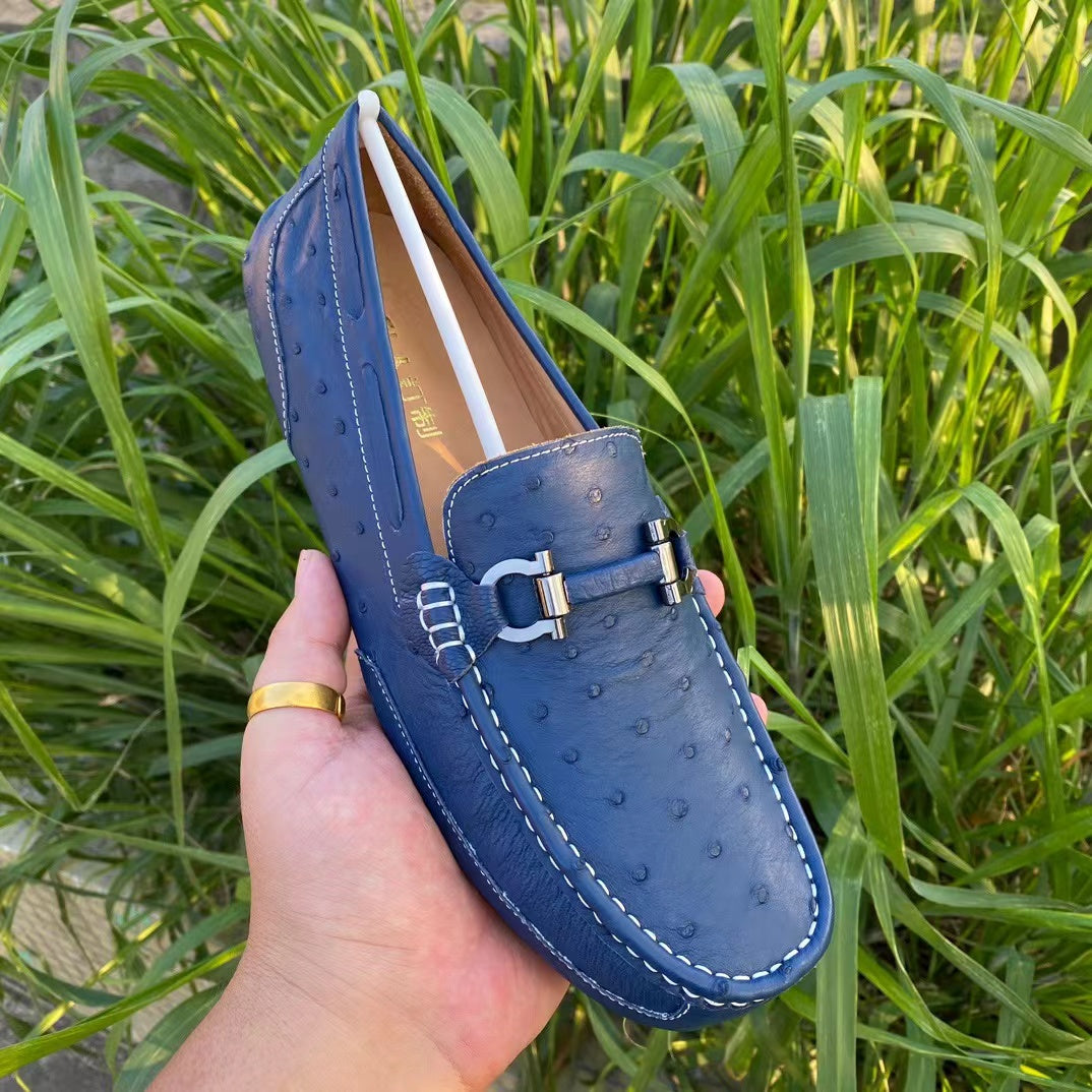 Ostrich Leather Light Soft Comfy Tassel Loafer