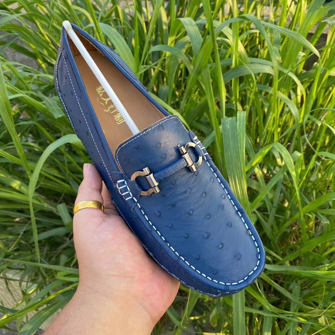 Ostrich Leather Light Soft Comfy Tassel Loafer