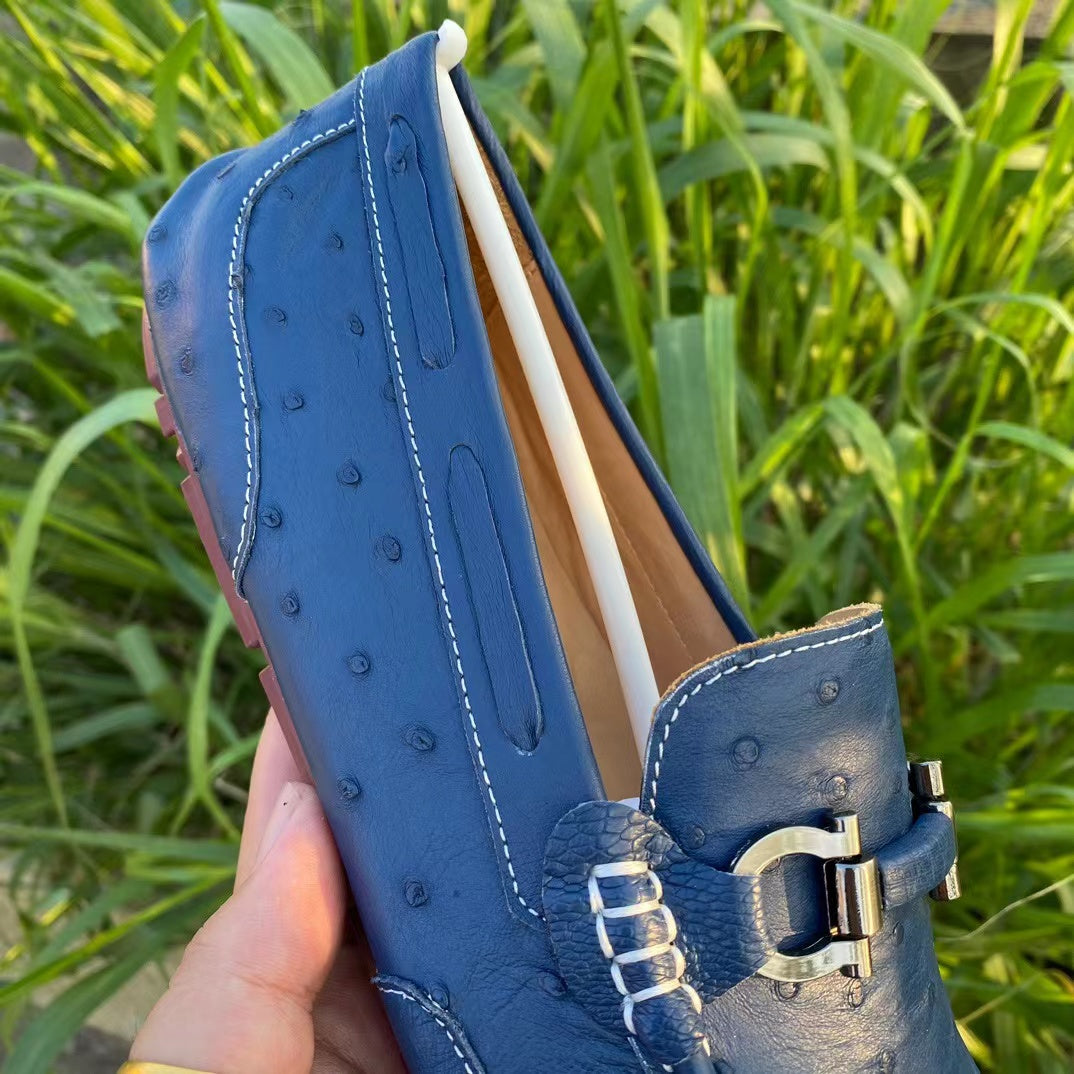 Ostrich Leather Light Soft Comfy Tassel Loafer