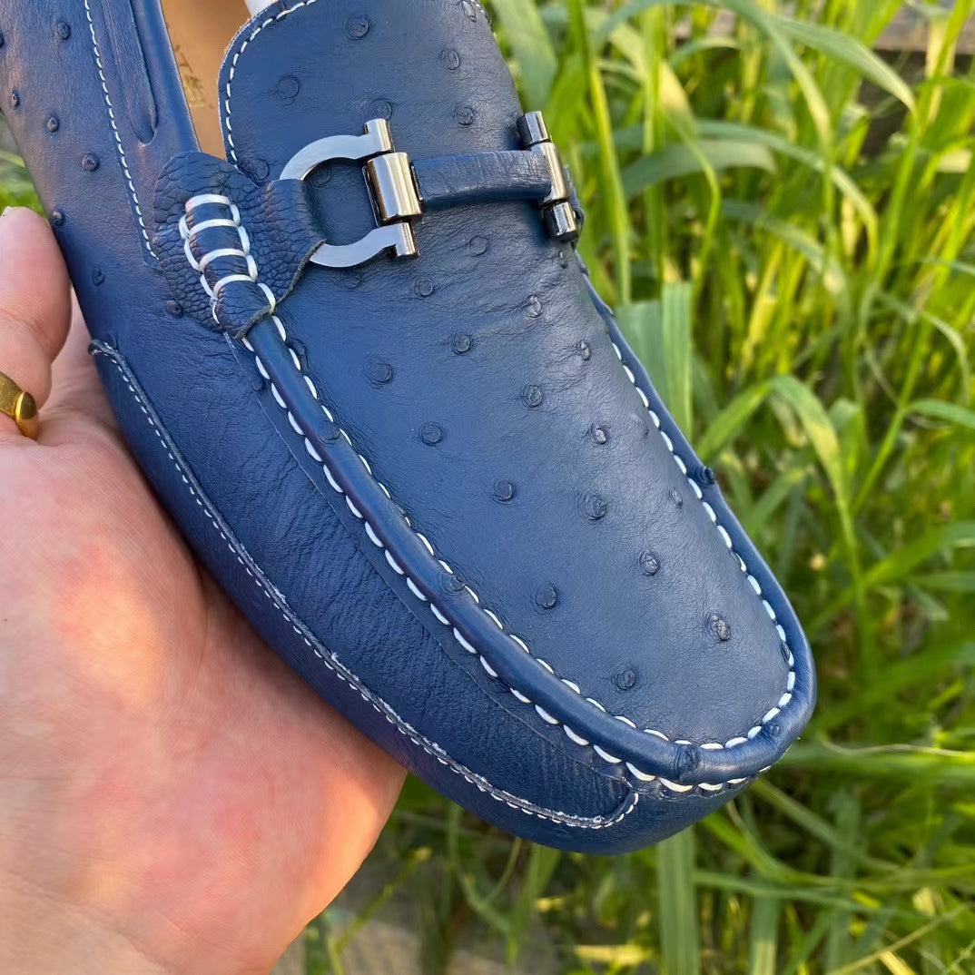 Ostrich Leather Light Soft Comfy Tassel Loafer