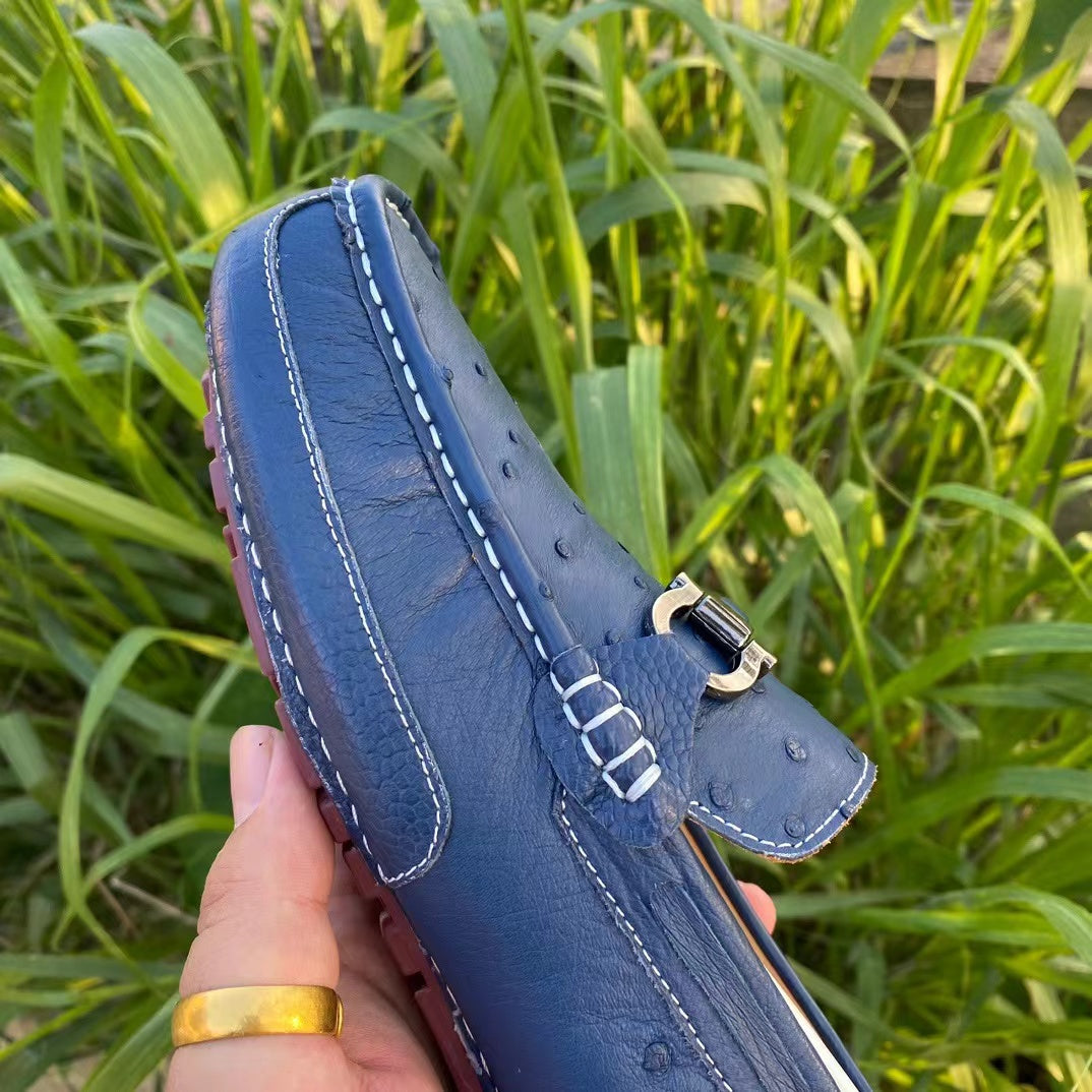 Ostrich Leather Light Soft Comfy Tassel Loafer