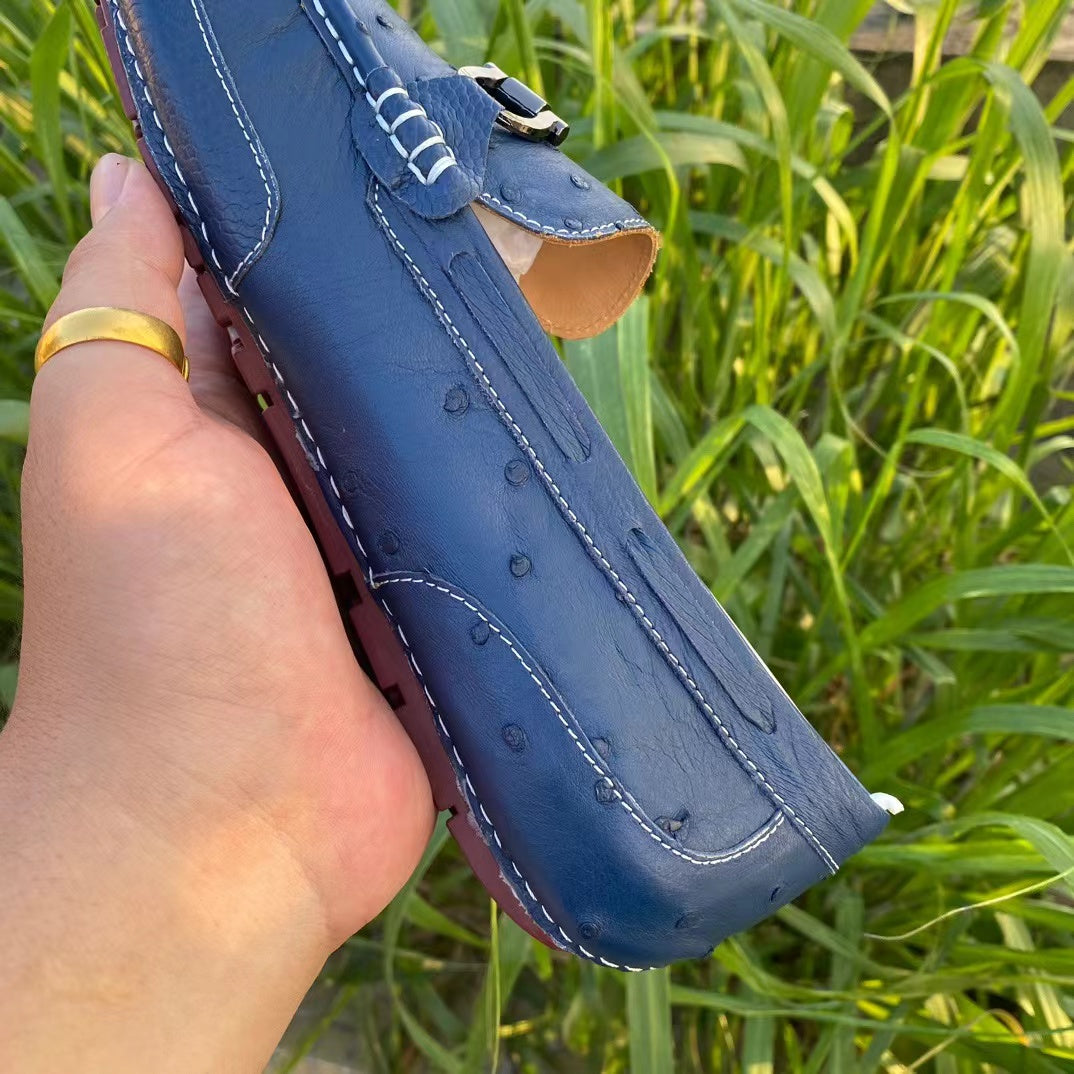 Ostrich Leather Light Soft Comfy Tassel Loafer