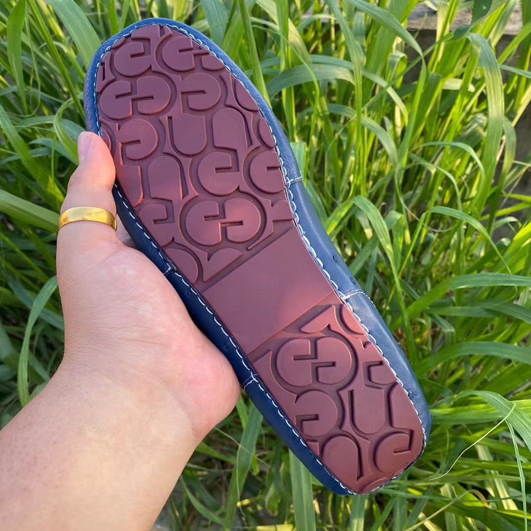 Ostrich Leather Light Soft Comfy Tassel Loafer