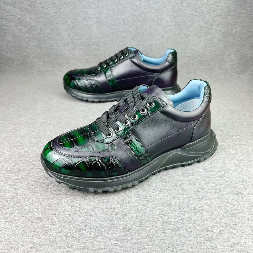 Nile Alligator Belly & Imported Cowhide Stylish Leisure Sneakers