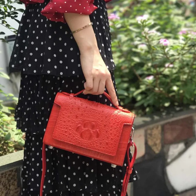 CROCODILE THAI LEATHER WOMEN HANDBAG CROSS-BODY BAG