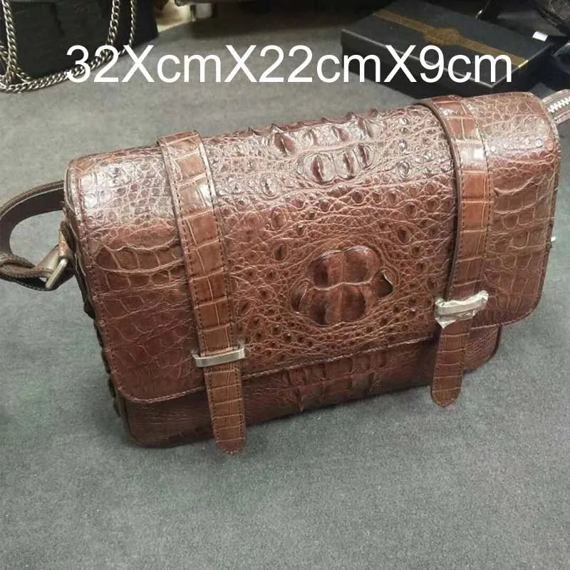 Crocodile Leather Men Single Shoulder Business Travel Bag