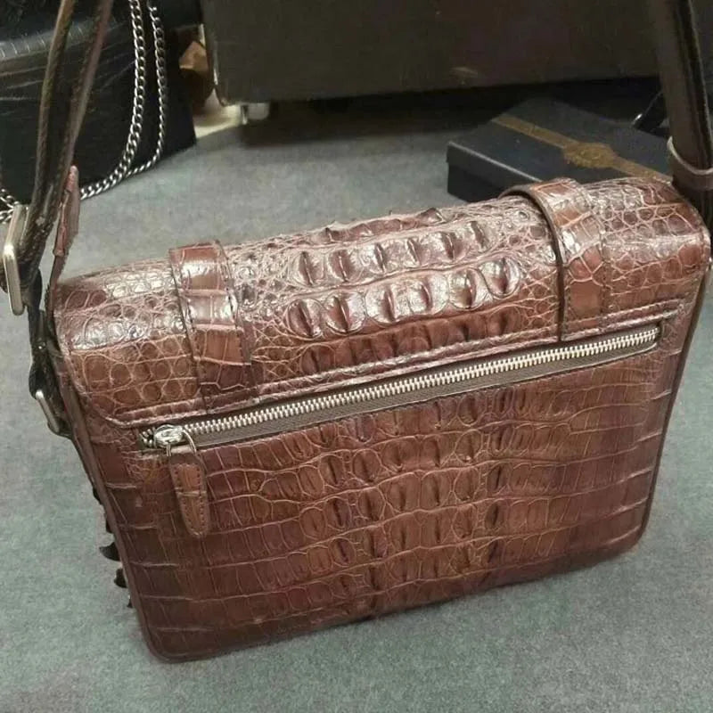 Crocodile Leather Men Single Shoulder Business Travel Bag