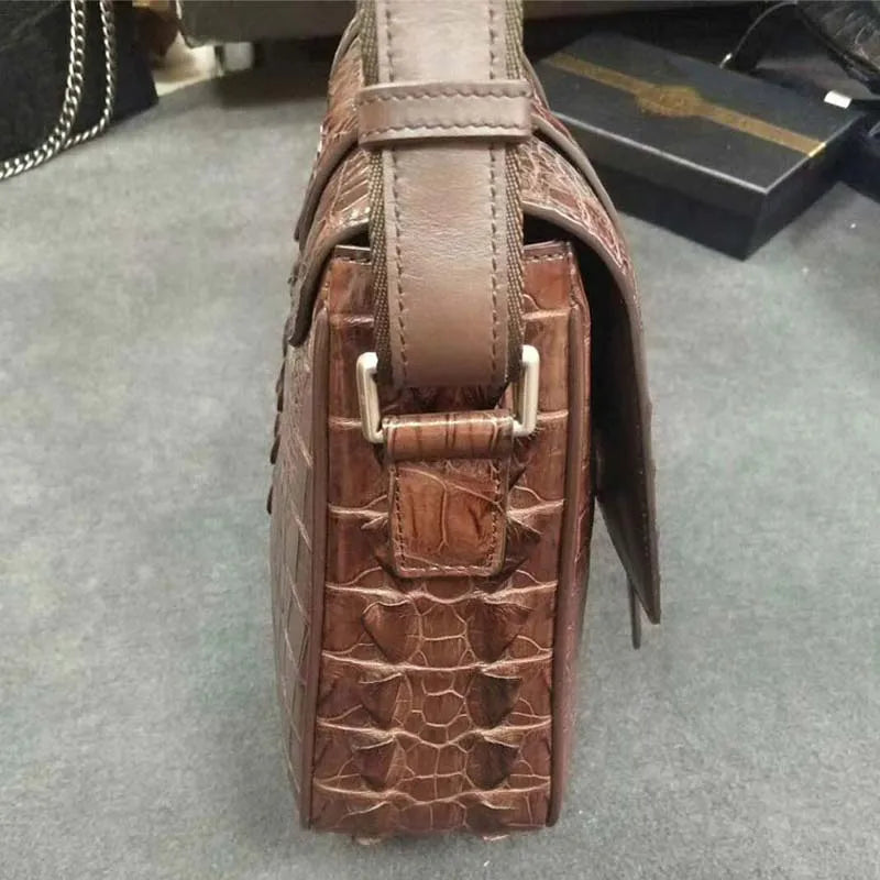 Crocodile Leather Men Single Shoulder Business Travel Bag